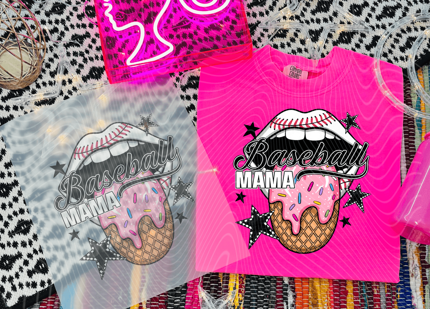 TRANSFER TUESDAY JUNE 17TH BASEBALL MAMA TONGUE SPRINKLES DTF DIRECT TO FILM transfers ADULT 9X12 - Do it yourself Transfers