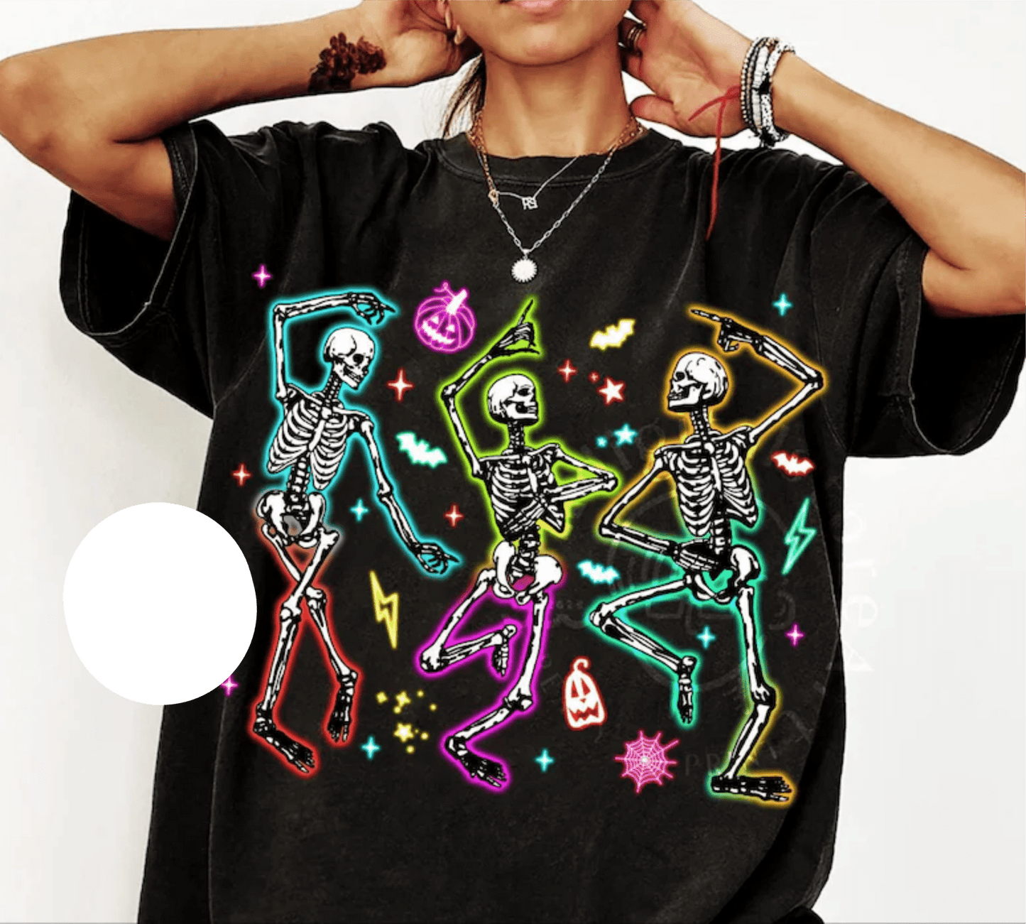 TRANSFER TUESDAY JUNE 24TH NEON SKULLIE HALLOWEEN DANCING DTF DIRECT TO FILM transfers ADULT 10X12 - Do it yourself Transfers