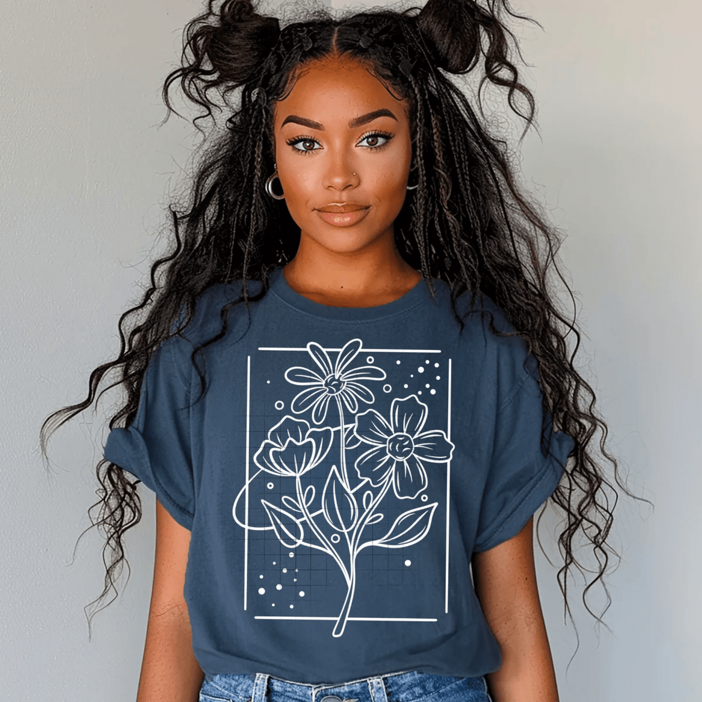 TRANSFER TUESDAY SHIPS FEB 11TH FLOWERS SQUARE SINGLE COLOR WHITE Screen Print transfers size ADULT9X12.5 - Do it yourself Transfers