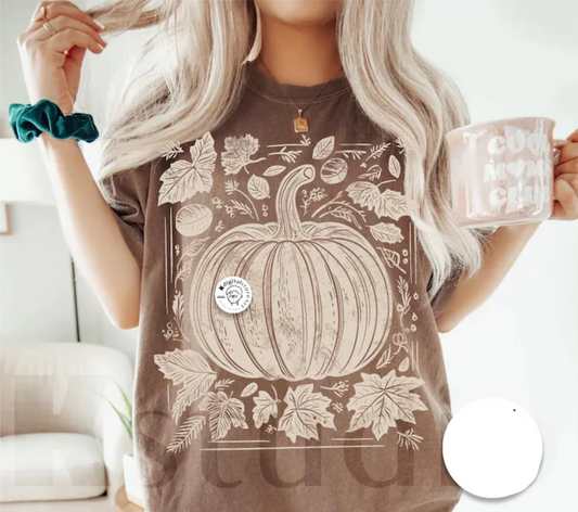 RTS FALL PUMPKIN SQAURE SINGLE COLOR CREAM DTF DIRECT TO FILM transfers ADULT 10X12 2-G