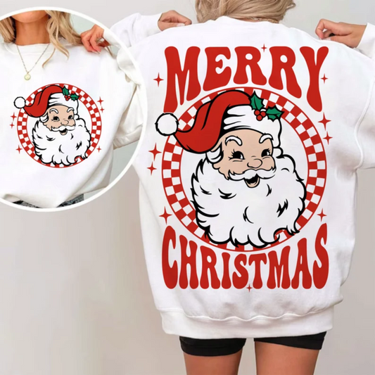 Merry Christmas checker Santa red DTF TRANSFER PRINT TO ORDER 630