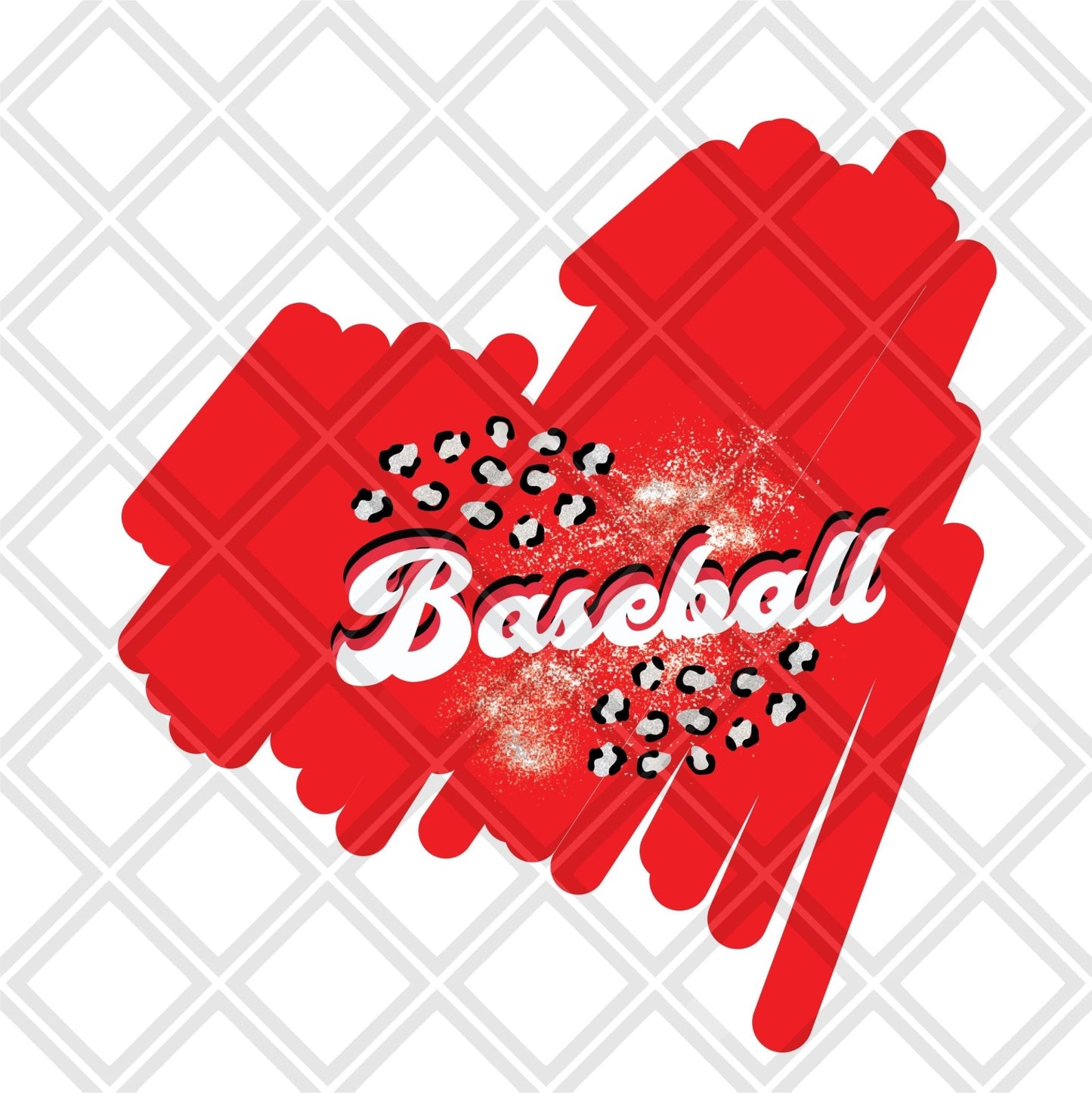 BASEBALL LEOPARD SILVER HEART RED png Digital Download Instand Download - Do it yourself Transfers