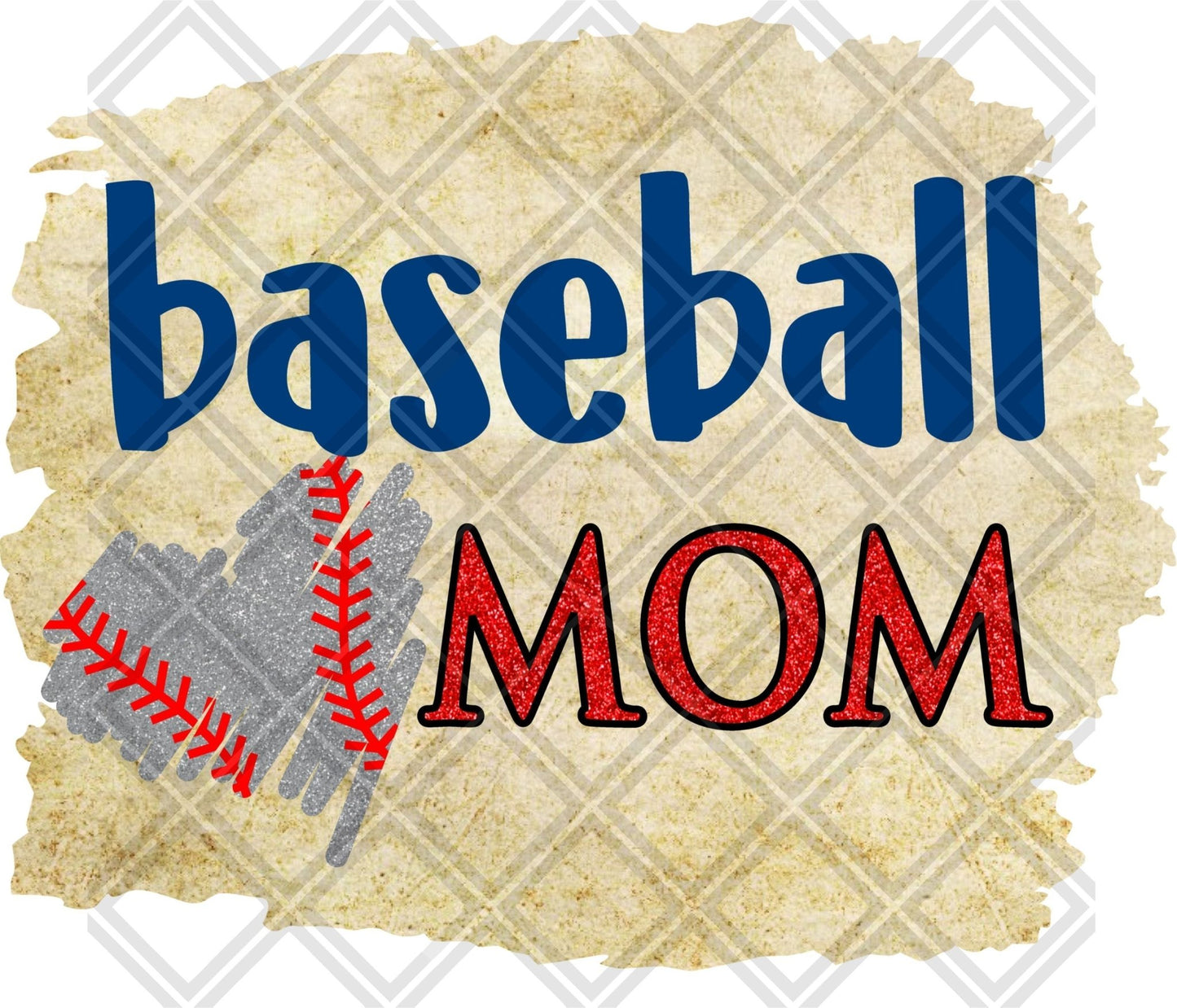 Baseball Mom Silver Glitter Heart Red And Royal DTF TRANSFERPRINT TO ORDER - Do it yourself Transfers