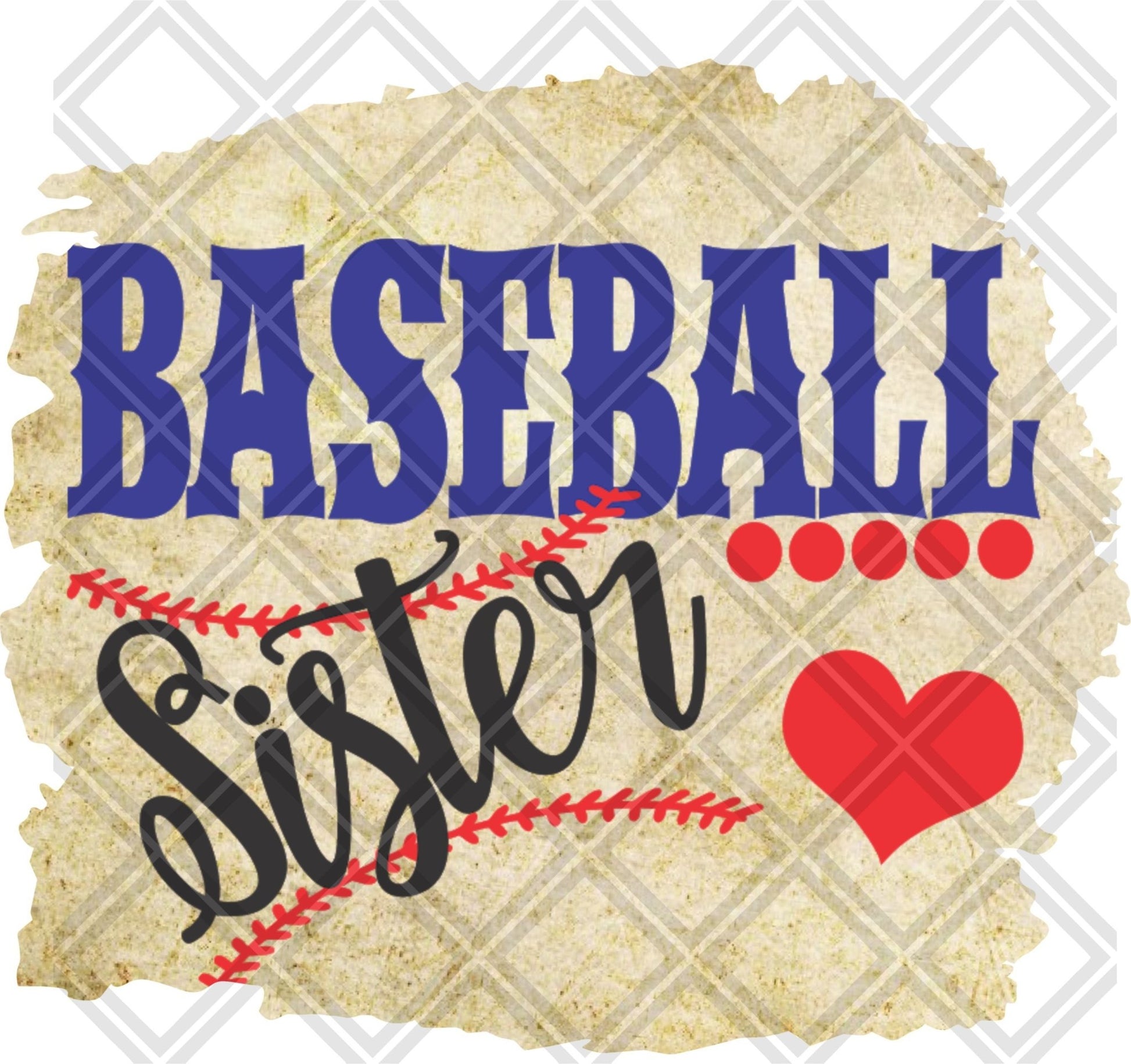 Baseball Sister Frame 2 Heart DTF TRANSFERPRINT TO ORDER - Do it yourself Transfers