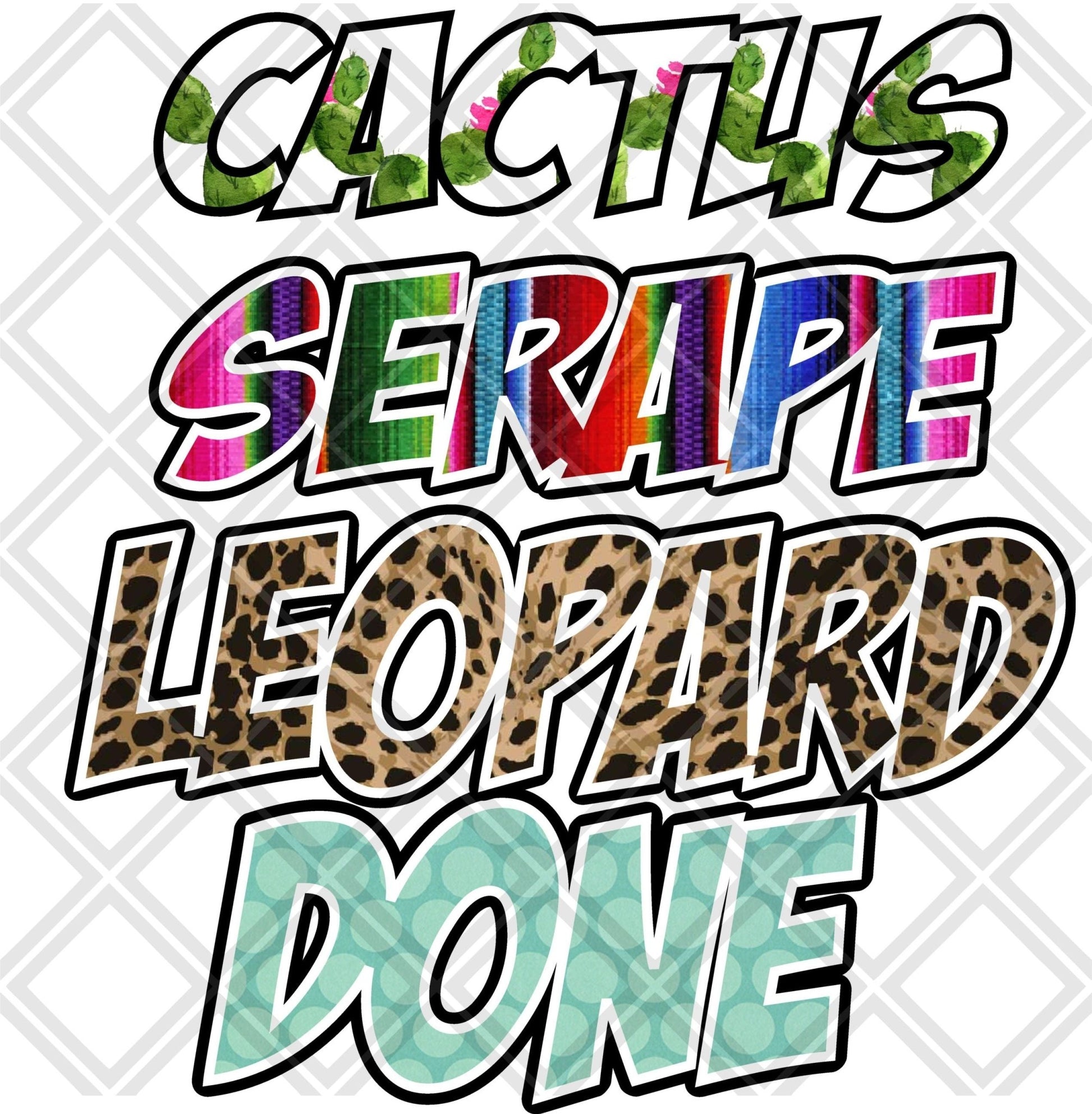 Cactus Serape Leopard Done DTF TRANSFERPRINT TO ORDER - Do it yourself Transfers