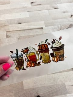 COFFEE LATTE PUMPKIN FALL ORANGE BROWN CLEAR FILM size / 2X3 DTF TRANSFERPRINT TO ORDER - Do it yourself Transfers