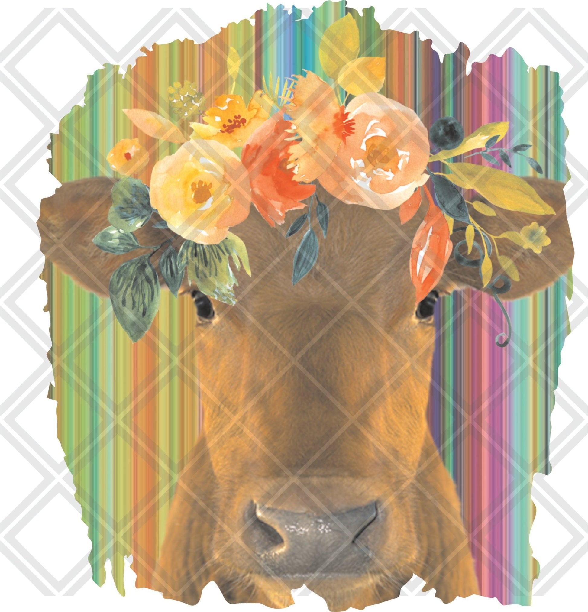 COW FLOWERS BLANK FRAME png Digital Download Instand Download - Do it yourself Transfers