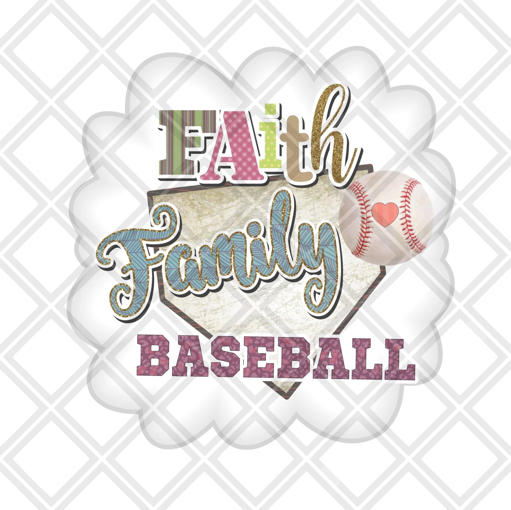 Faith Family Baseball Frame DTF TRANSFERPRINT TO ORDER - Do it yourself Transfers