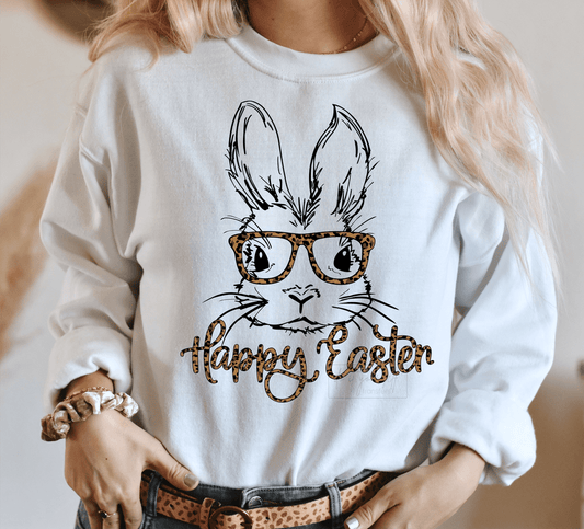 Happy Easter Bunny glasses leopard size DTF TRANSFERPRINT TO ORDER - Do it yourself Transfers