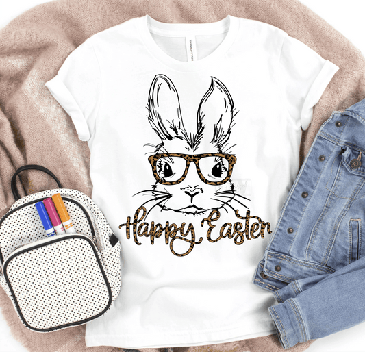 Happy Easter Bunny glasses leopard size KIDS 5x6 DTF TRANSFERPRINT TO ORDER - Do it yourself Transfers