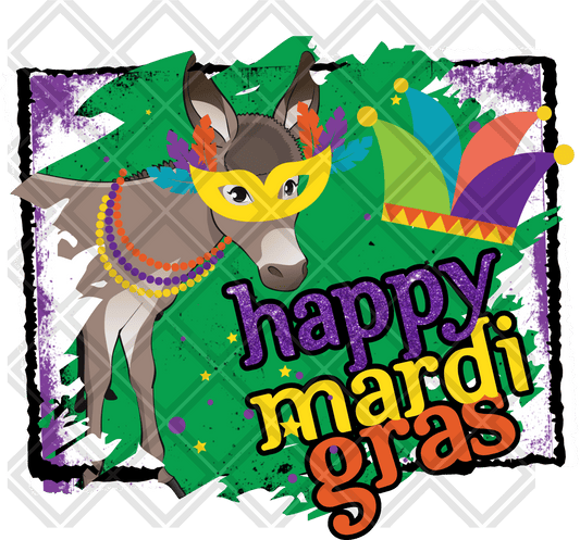 happy mardi gras donkey DTF TRANSFERPRINT TO ORDER - Do it yourself Transfers