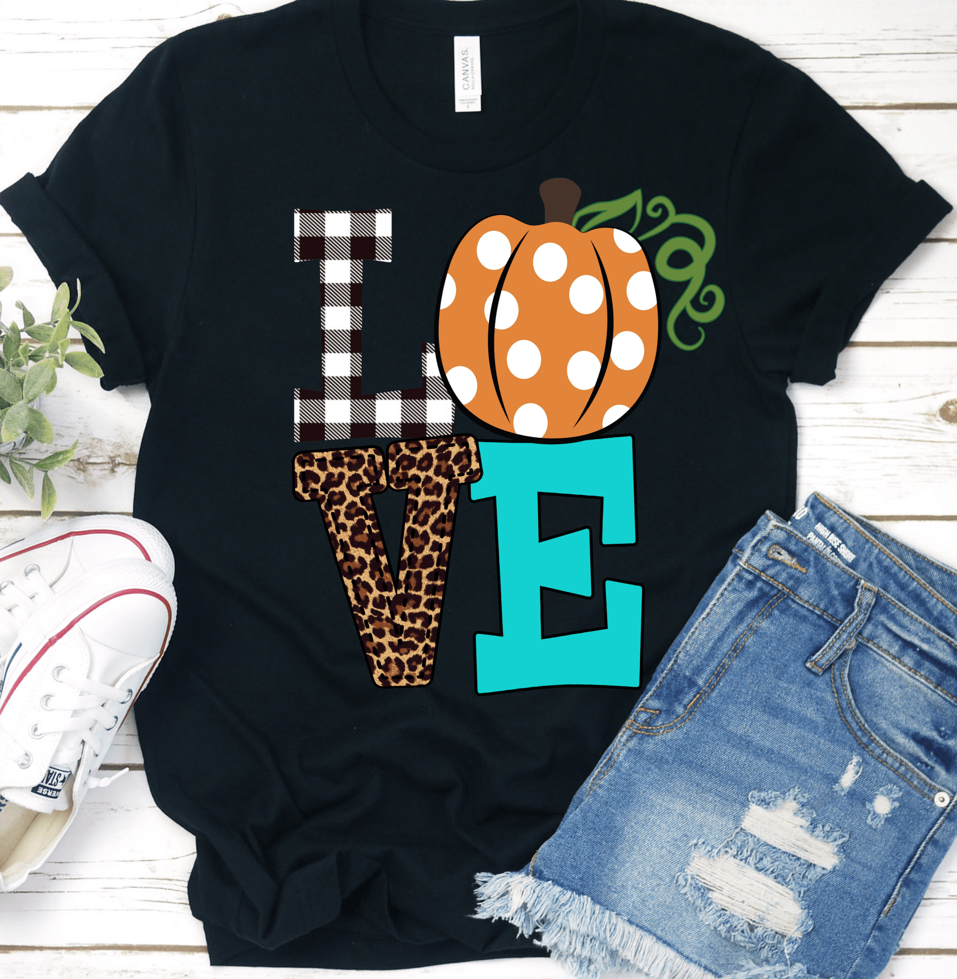 Love pumpkin leopard fall thanksgiving polka dot png Digital Download Instand Download - Do it yourself Transfers