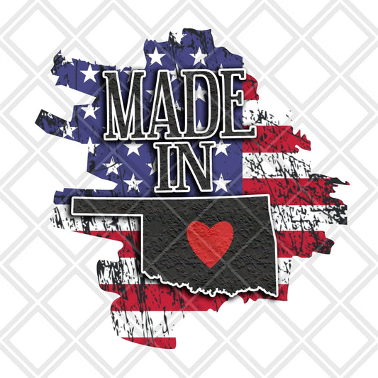 Made in Oklahoma American flag Digital Download Instand Download - Do it yourself Transfers