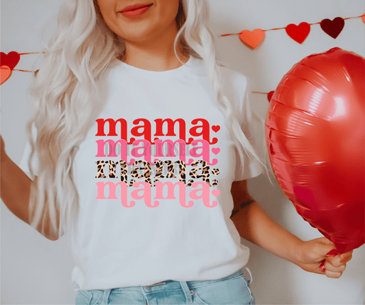 Mama Mama Mama Mama pink leopard size ADULT DTF TRANSFERPRINT TO ORDER - Do it yourself Transfers