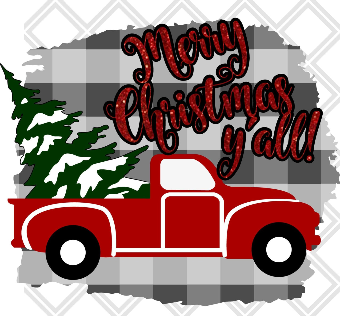 Merry Christmas Yall Truck DTF TRANSFERPRINT TO ORDER - Do it yourself Transfers