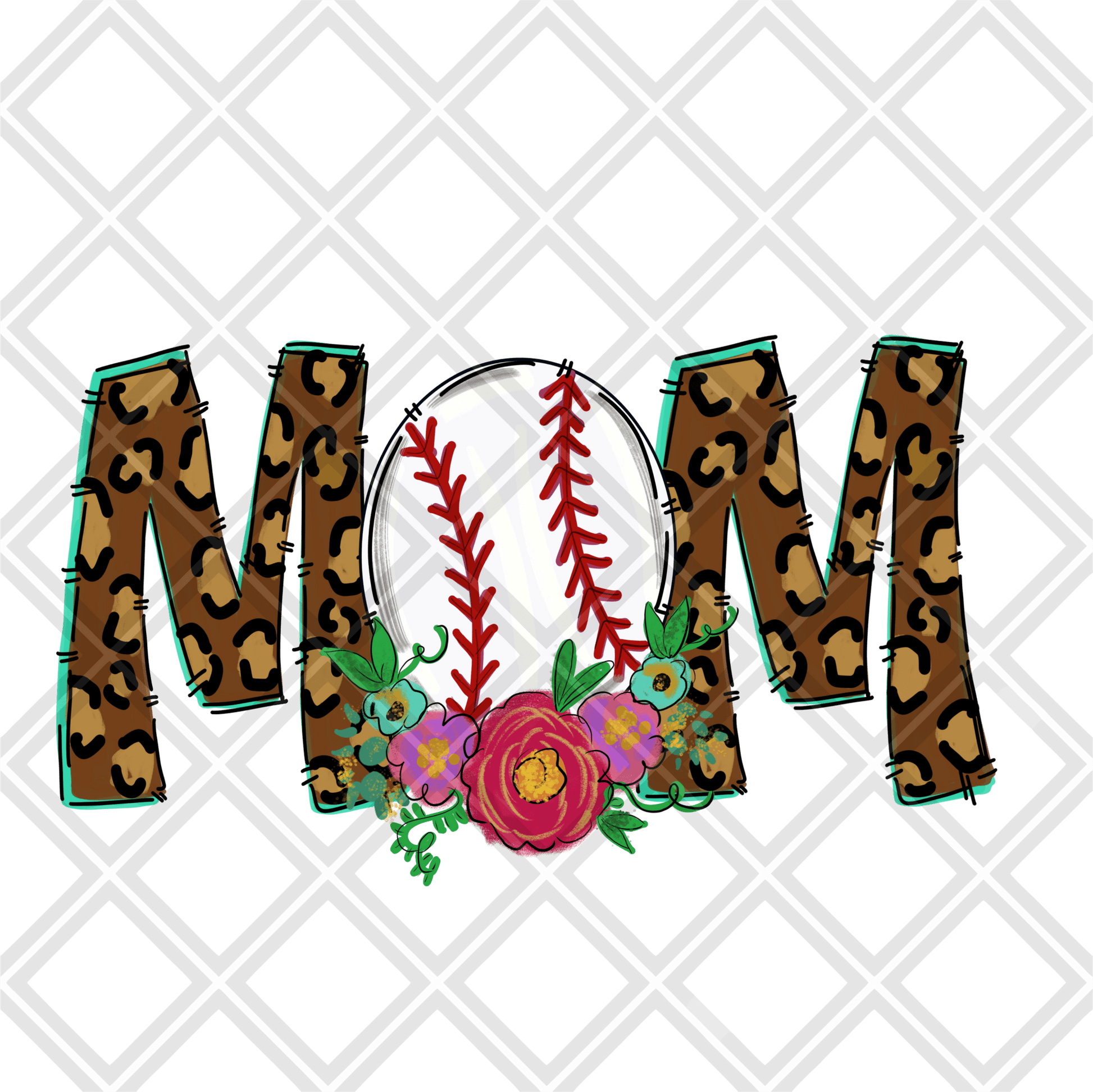 Mom Baseball Leopard DTF TRANSFERPRINT TO ORDER - Do it yourself Transfers