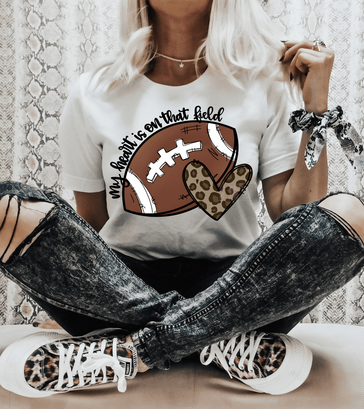 My Heart is on that field FOOTBALL leopard size ADULT 10.5x12.5 DTF TRANSFERPRINT TO ORDER - Do it yourself Transfers