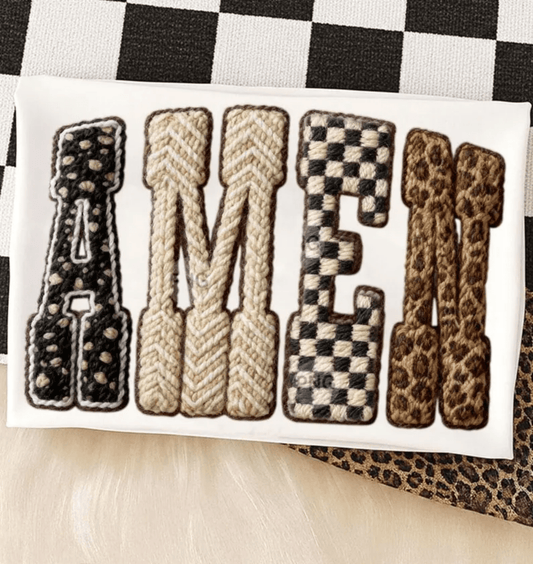 RTS AMEN CREAM CHECKER LEOPARD DTF DIRECT TO FILM transfers ADULT 9X12 - Do it yourself Transfers