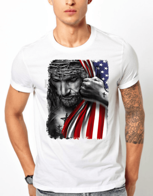 RTS American flag cross Jesus stars stripe DTF DIRECT TO FILM transfers size ADULT 10x12. 20 - L - Do it yourself Transfers