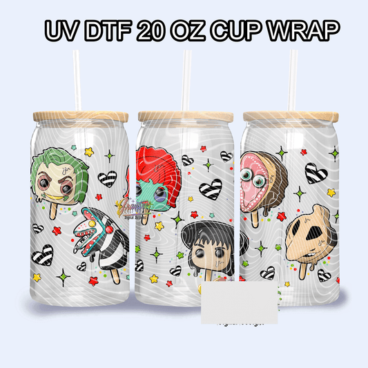RTS BEETLEJUICE Horror Ice Creams Libbey UV DTF 16 oz Libbey cup wrap - Do it yourself Transfers