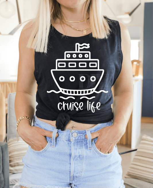 RTS Cruise Life BOAT WHITE SINGLE COLOR SCREEN PRINT TRANSFER ADULT 10X12 - Do it yourself Transfers