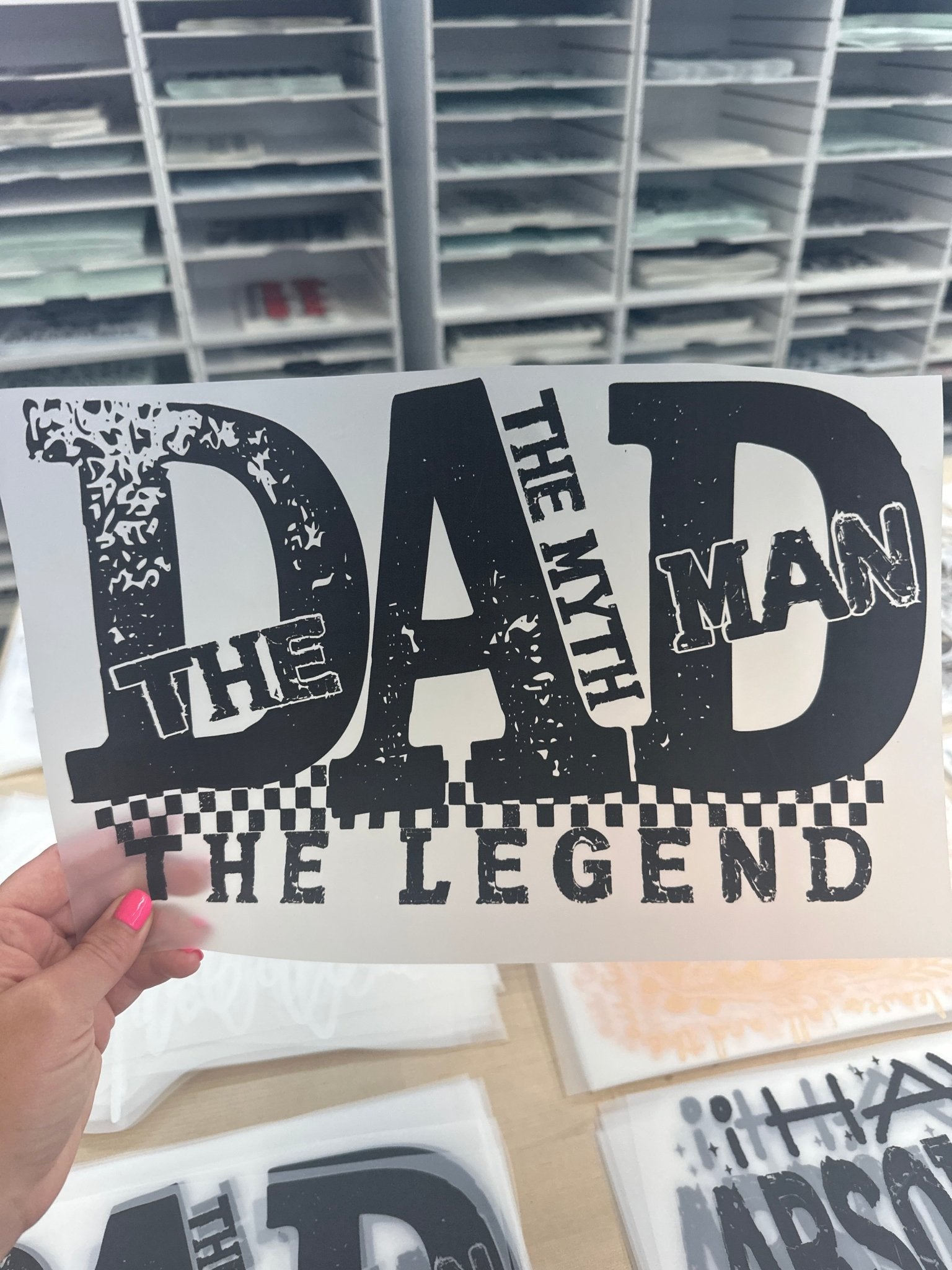 RTS DAD THE MAN THE MYTH THE LEGEND COLOR BLACK DTF DIRECT TO FILM transfers ADULT 10X12 - Do it yourself Transfers