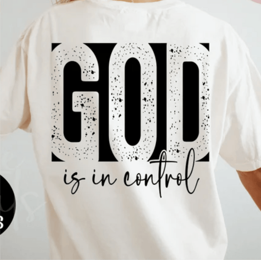 RTS GOD is in control SINGLE COLOR BLACK Screen Print transfers size ADULT 11X12 8 - G - Do it yourself Transfers