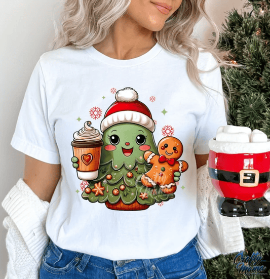 RTS Green Christmas tree latte coffee gingerbread DTF DIRECT TO FILM transfers size ADULT 10X12. 19 - G - Do it yourself Transfers