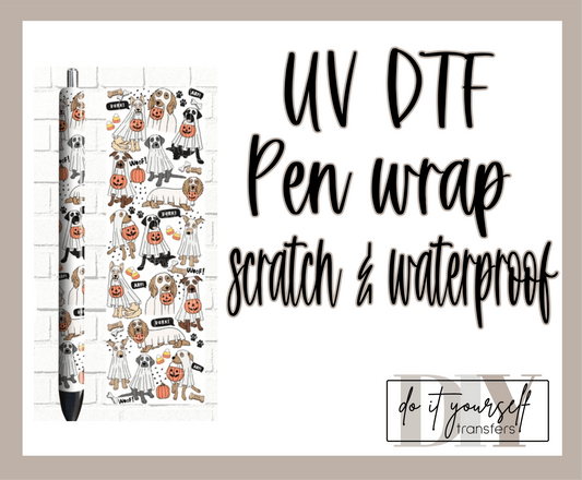 RTS Halloween Dog FULL UV DTF PEN WRAP 1.5X5 - Do it yourself Transfers