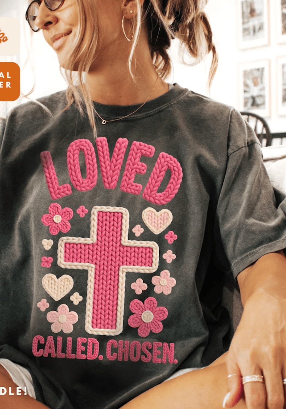 RTS LOVED CALLED CHOSEN YARN FAUX DTF DIRECT TO FILM transfers ADULT 10X12 - Do it yourself Transfers