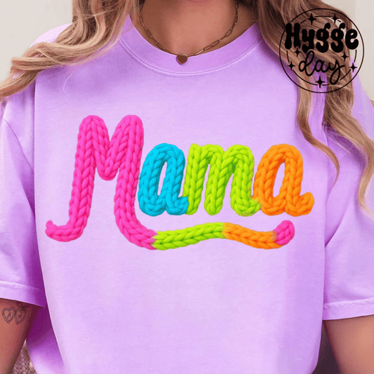 RTS MAMA NEON YARN FAUX DTF DIRECT TO FILM transfers ADULT 8X12 - Do it yourself Transfers