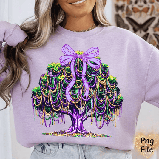 RTS MARDI GRAS TREE BEADS BOW DTF DIRECT TO FILM transfers ADULT 10X11.5 - Do it yourself Transfers