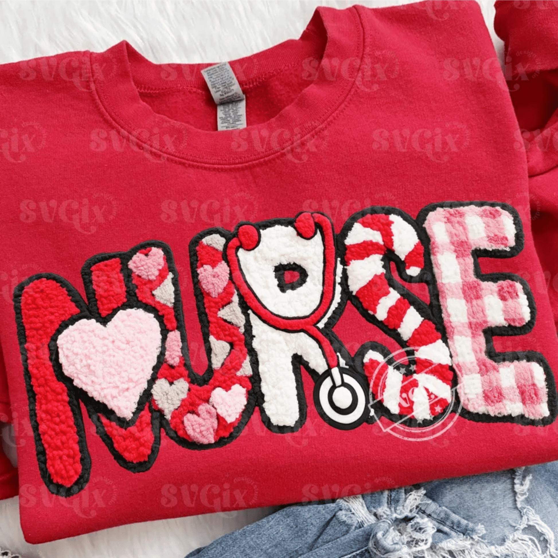 RTS NURSE VALENTINE YARN DTF DIRECT TO FILM transfers ADULT 9X12 - Do it yourself Transfers