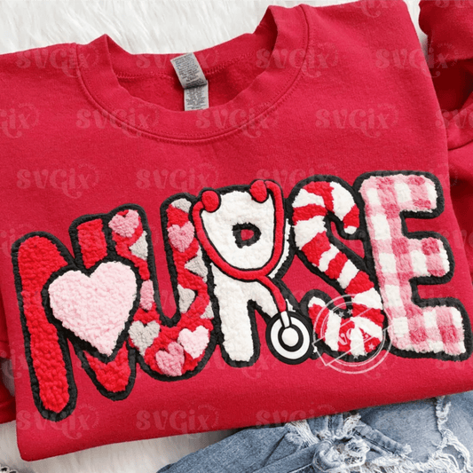 RTS NURSE VALENTINE YARN DTF DIRECT TO FILM transfers ADULT 9X12 - Do it yourself Transfers