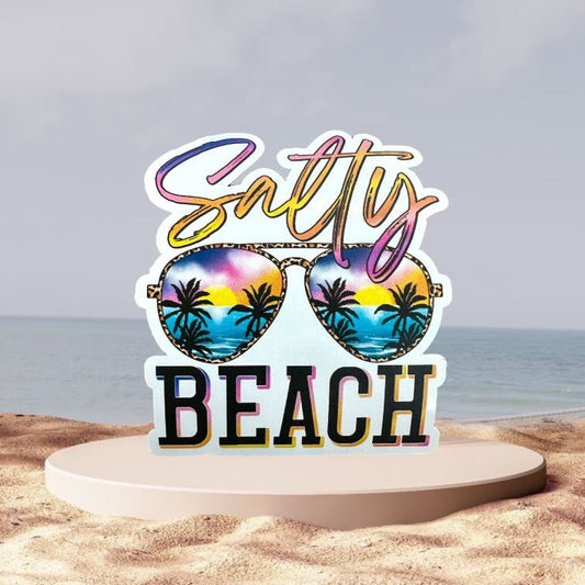 RTS Salty Beach Sunglasses Summer palm trees STICKER 3X3.5 - Do it yourself Transfers