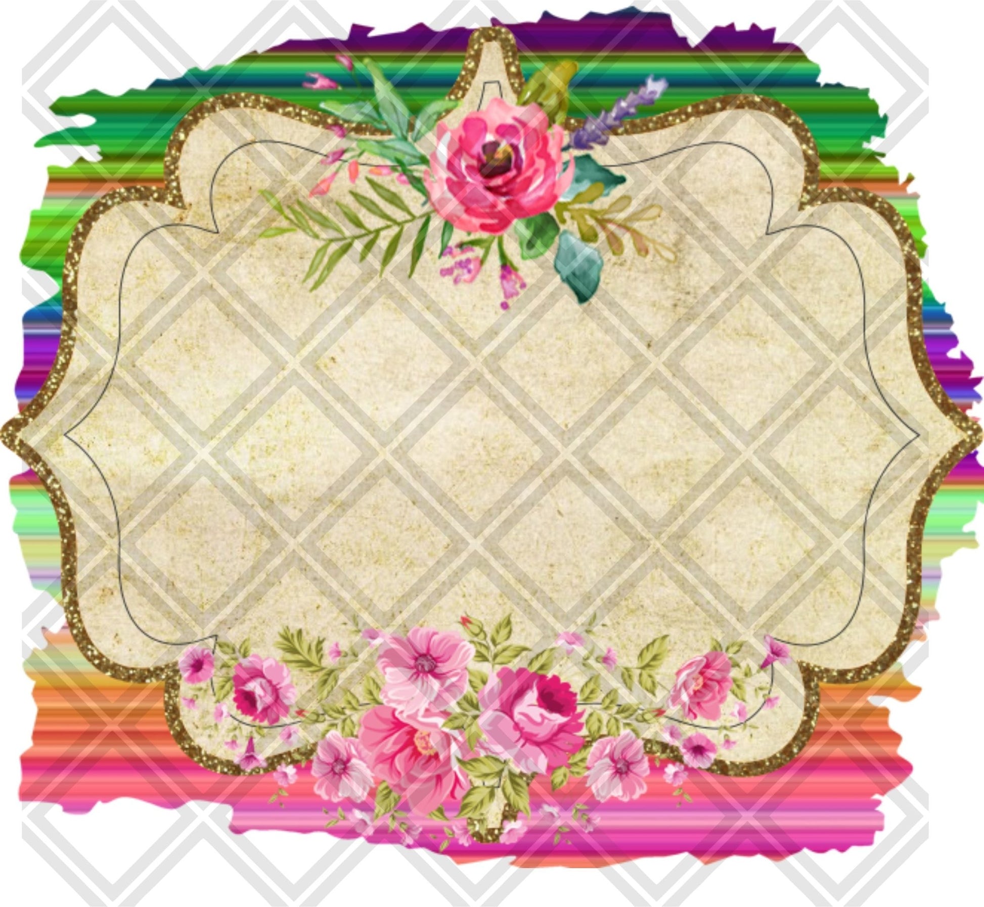 Serape Flowers Blank Frame 2 DTF TRANSFERPRINT TO ORDER - Do it yourself Transfers