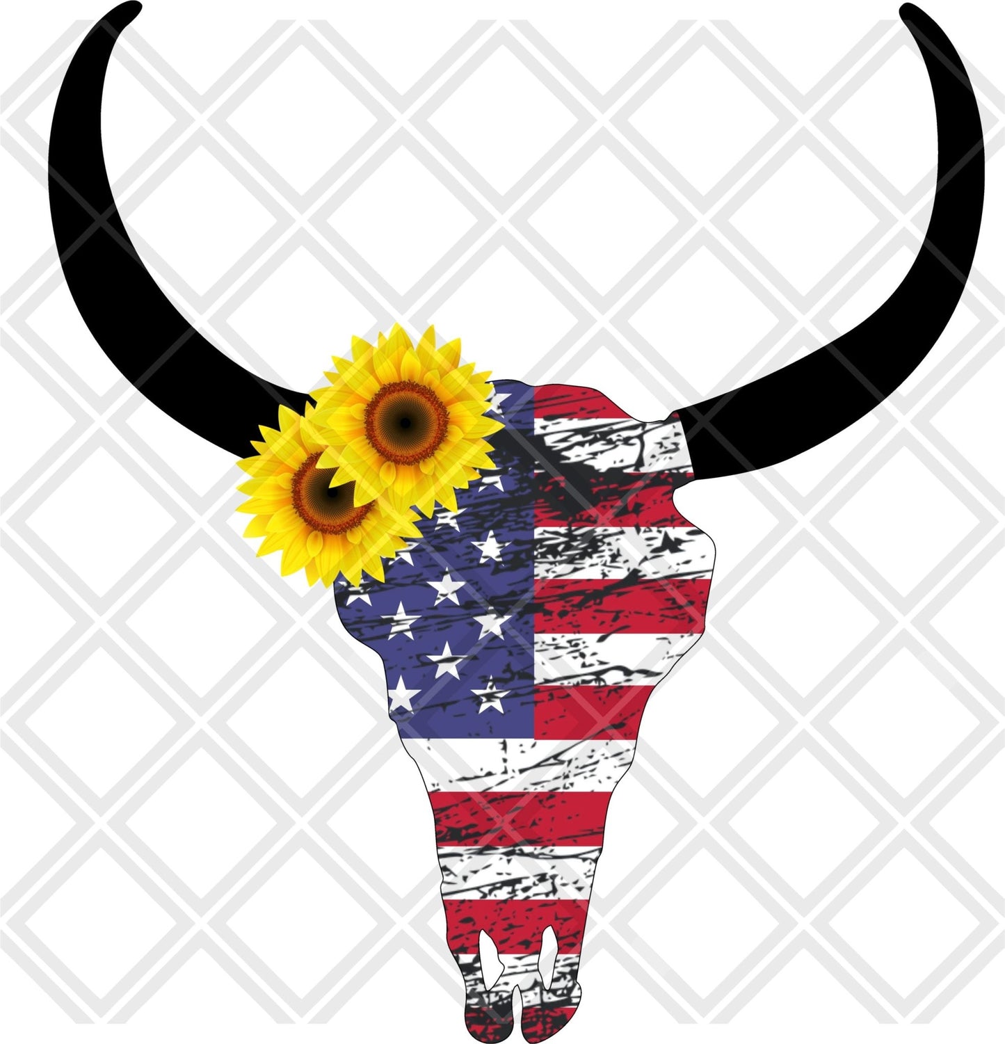 Skull american sunflowers DTF TRANSFERPRINT TO ORDER - Do it yourself Transfers