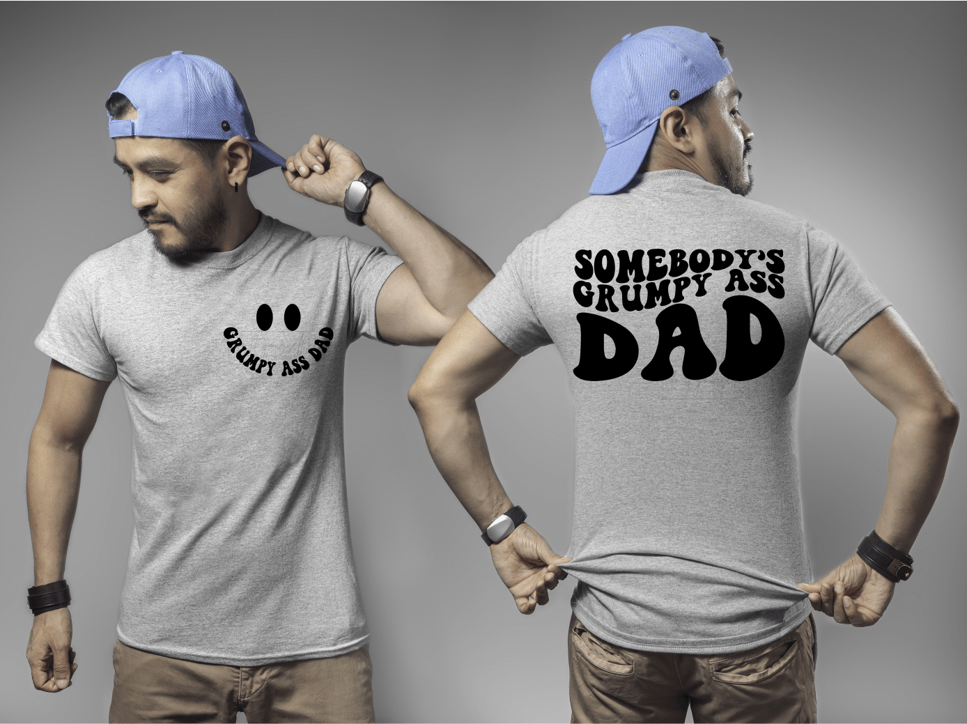 Somebody's grumpy ass DAD smiley face SINGLE COLOR BLACK SCREEN PRINT TRANSFER ADULT FRONT BACK DTF TRANSFERPRINT TO ORDER - Do it yourself Transfers