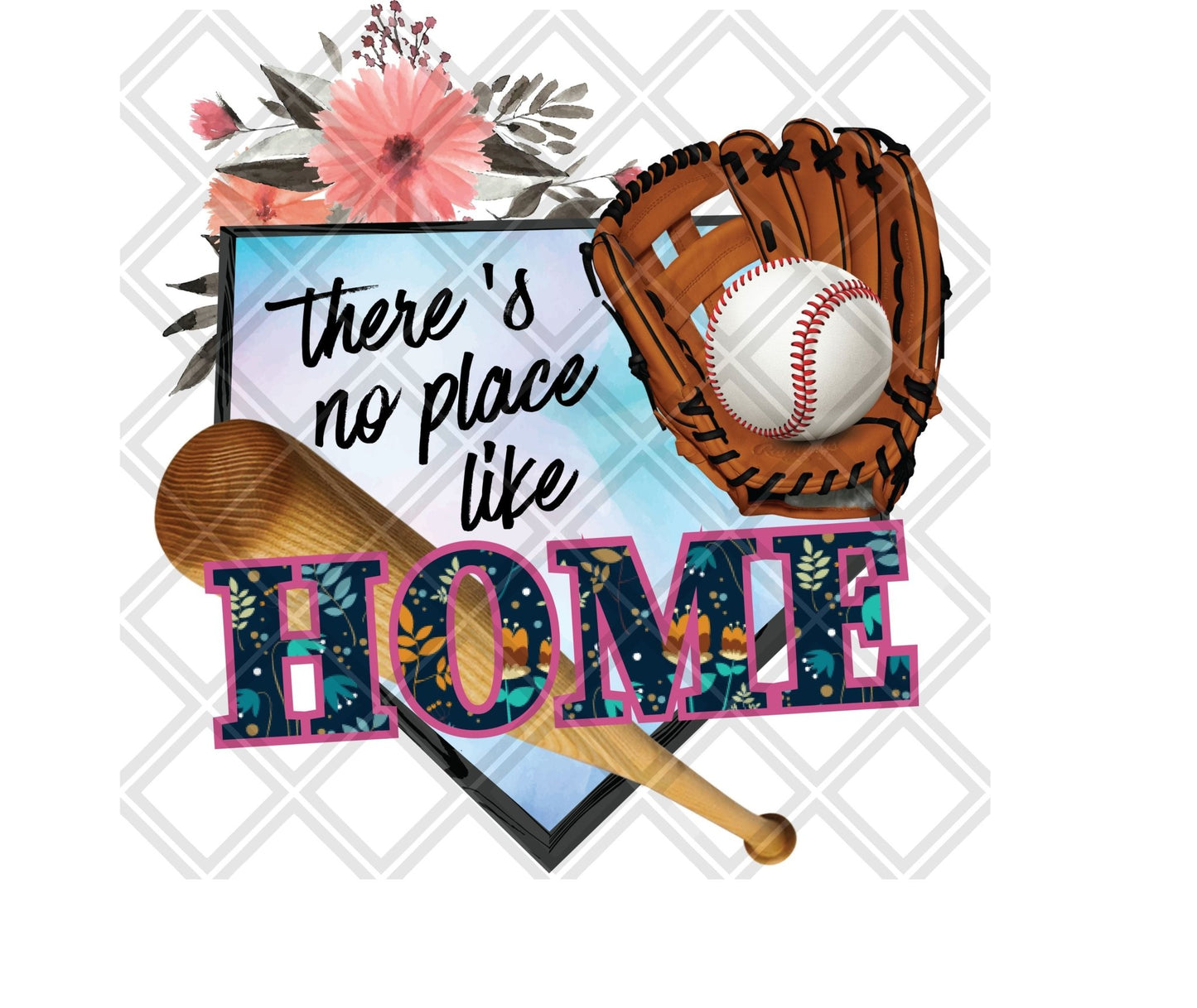 Theres No Place Like Home Flowers DTF TRANSFERPRINT TO ORDER - Do it yourself Transfers