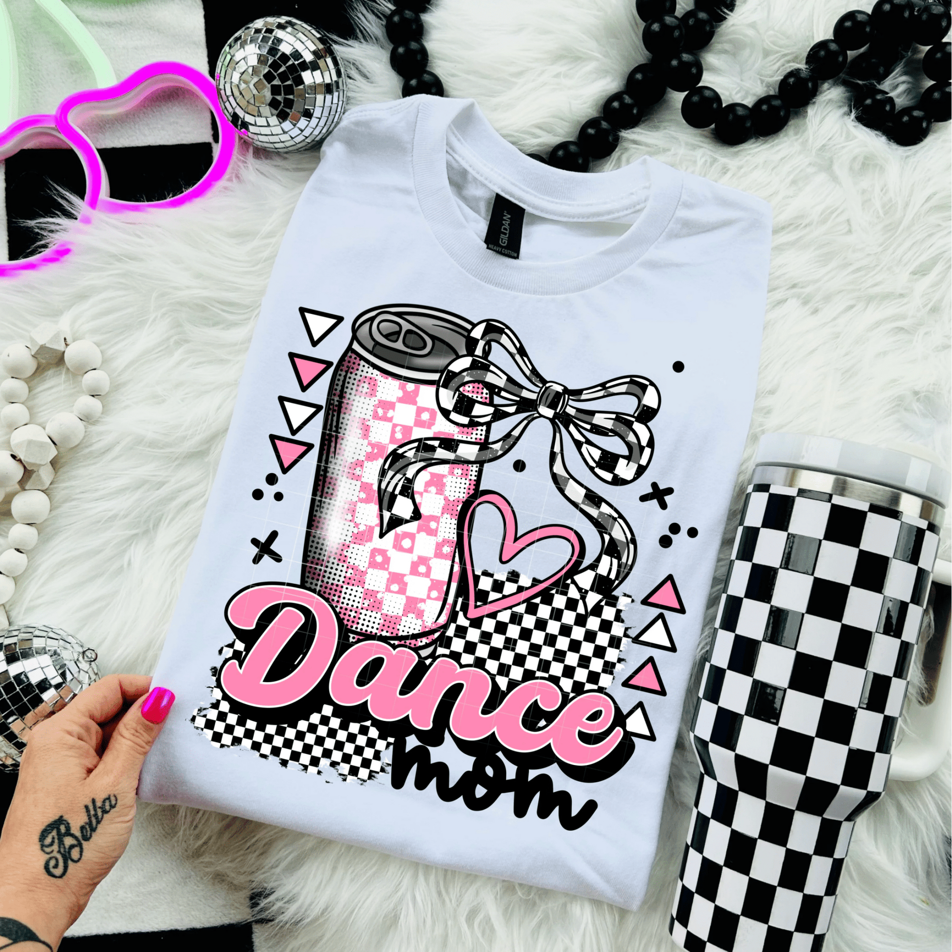 TRANSFER TUESDAY DANCE MOM PINK CAN CHECKER BOW DTF DIRECT TO FILM transfers size ADULT 10X12 - Do it yourself Transfers