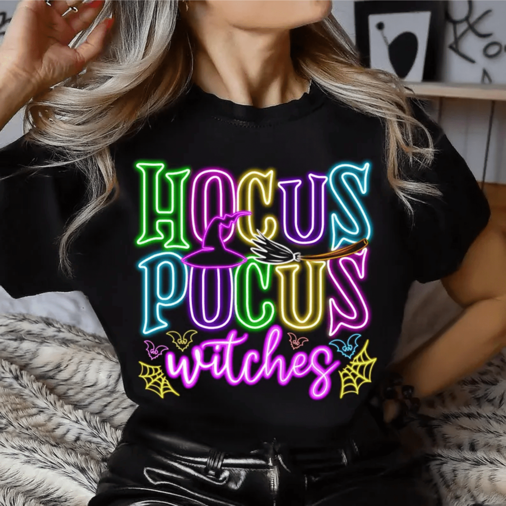 TRANSFER TUESDAY HOCUS POCUS WITCHES NEON HALLOWEEN DTF DIRECT TO FILM transfers ADULT PICK YOUR SIZE - Do it yourself Transfers