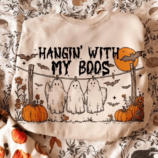 TRANSFER TUESDAY JULY 2ND HANGIN WITH MY BOOS HALLOWEEN DTF DIRECT TO FILM transfers ADULT PICK YOUR SIZE - Do it yourself Transfers