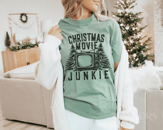 TRANSFER TUESDAY JULY 9TH CHRISTMAS MOVIE JUNKIE SINGLE COLOR BLACK Screen Print transfers size ADULT 9X12.5 - Do it yourself Transfers