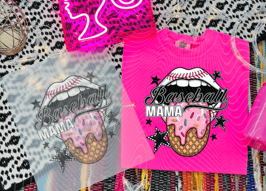 TRANSFER TUESDAY JUNE 17TH BASEBALL MAMA TONGUE SPRINKLES DTF DIRECT TO FILM transfers ADULT 9X12 - Do it yourself Transfers