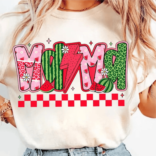 TRANSFER TUESDAY MAMA WATERMELON SUMMER CHECKER DTF DIRECT TO FILM transfers ADULT 9X12 - Do it yourself Transfers