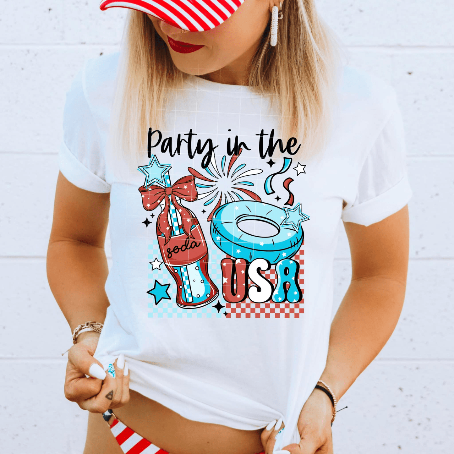 TRANSFER TUESDAY PARTY IN THE USA BOTTLE FLOATIE JULY 4TH DTF DIRECT TO FILM transfers size ADULT 10X12 - Do it yourself Transfers