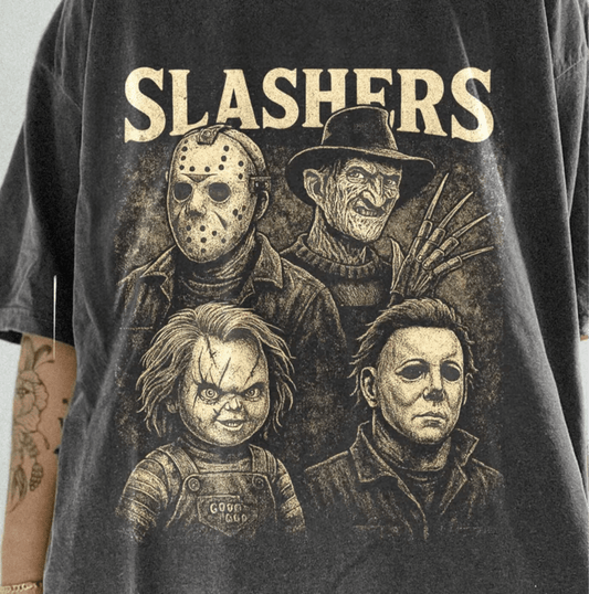 TRANSFER TUESDAY SHIPS JUNE 6TH SLASHER HALLOWEEN GANG BOYS SINGLE COLOR CREAM DTF DIRECT TO FILM transfers ADULT 10X11 - Do it yourself Transfers