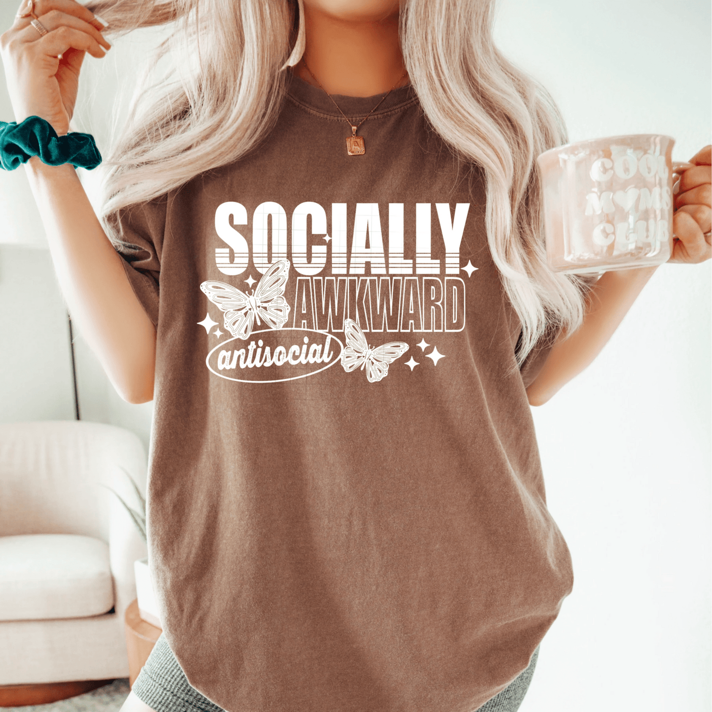 TRANSFER TUESDAY SHIPS JUNE 6TH SOCIALLY AWKWARD ANTISOCIAL SINGLE COLOR WHITE DTF DIRECT TO FILM transfers ADULT 9X12 - Do it yourself Transfers