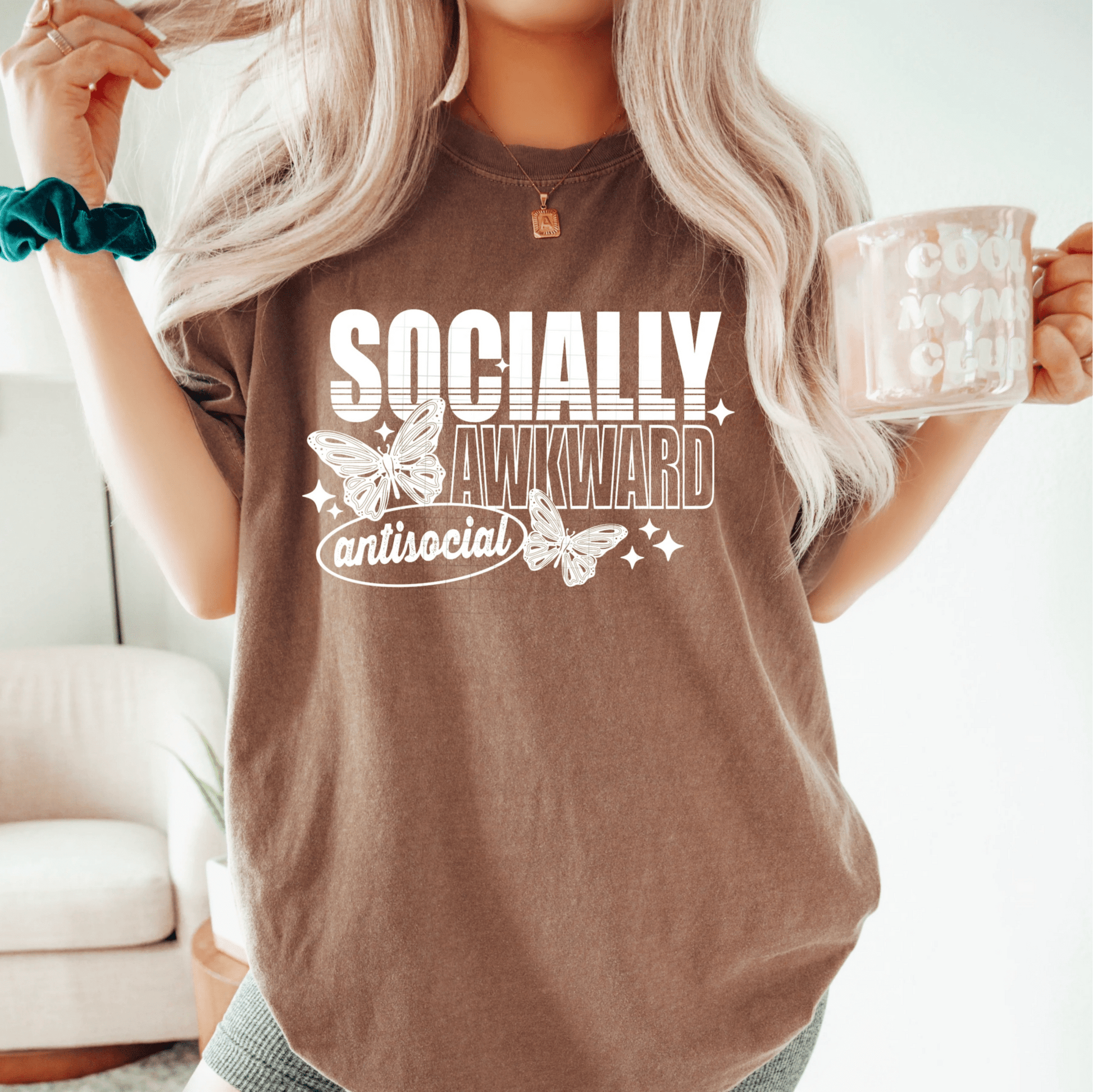 TRANSFER TUESDAY SHIPS JUNE 6TH SOCIALLY AWKWARD ANTISOCIAL SINGLE COLOR WHITE DTF DIRECT TO FILM transfers ADULT 9X12 - Do it yourself Transfers