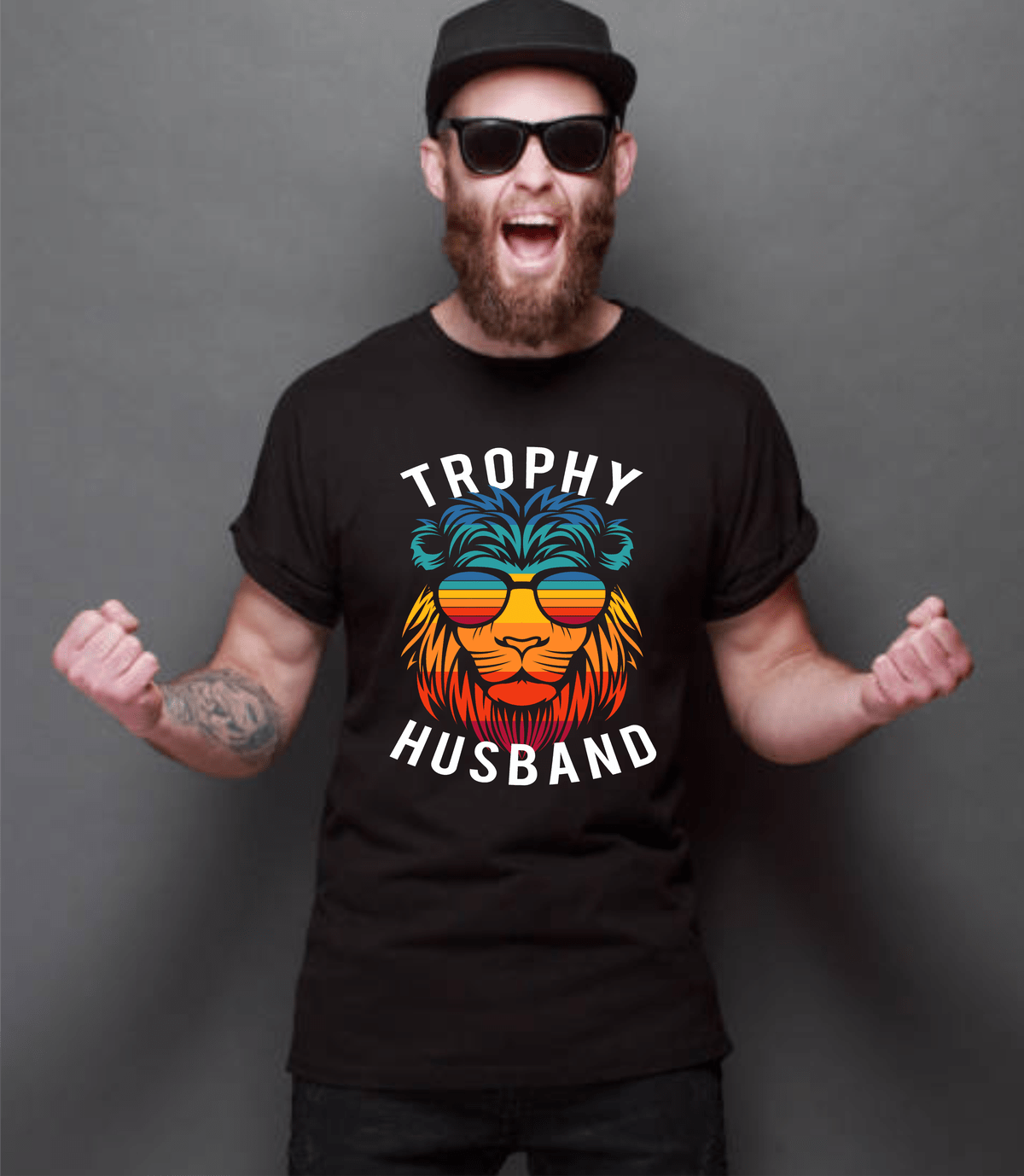 Trophy Husband Lion Dad Father adult size 9.5x12.2 DTF TRANSFERPRINT TO ORDER - Do it yourself Transfers